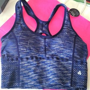 NWT Soho Sport sports bra,  blue/silver size S
